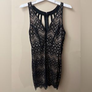 Black and Nude Lace Dress - Windsor